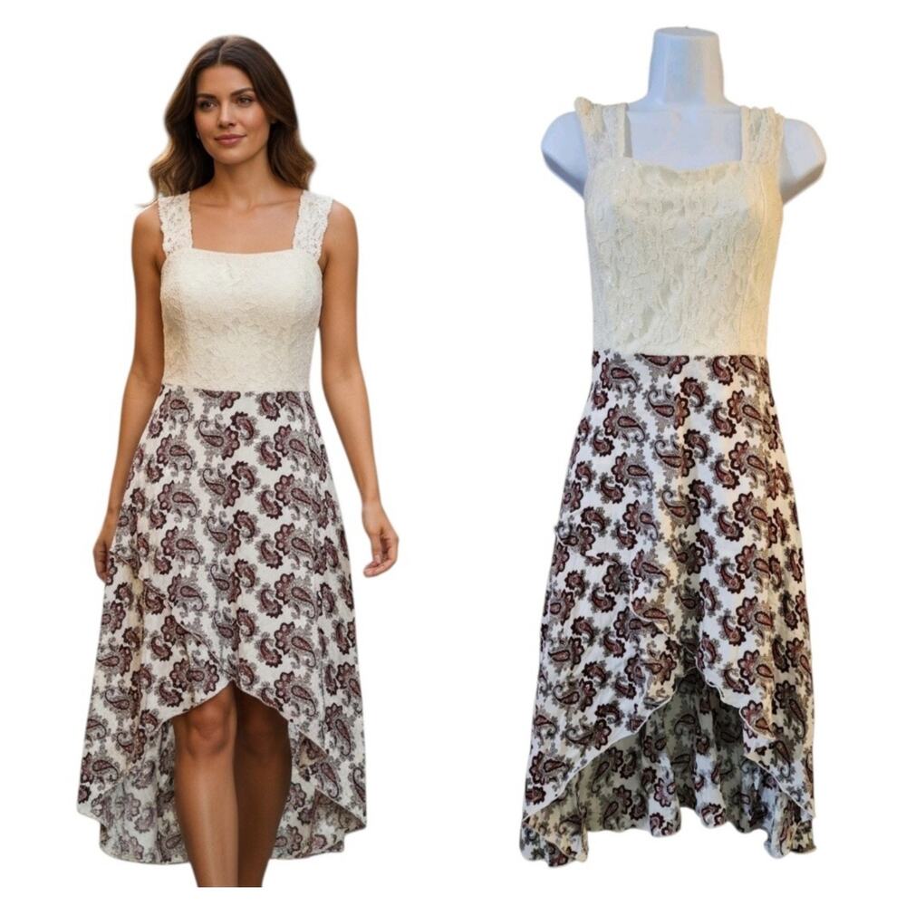 Charlotte Russe Womens High-Low Dress Size M Juniors Sleeveless Lace High Waist
